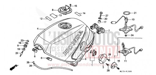 RESERVOIR A CARBURANT VFR750FG de 1986